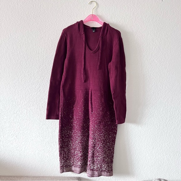 Torrid Lurex Sweater Mini Dress - Burgundy & Gold Size 1 - Picture 1 of 12